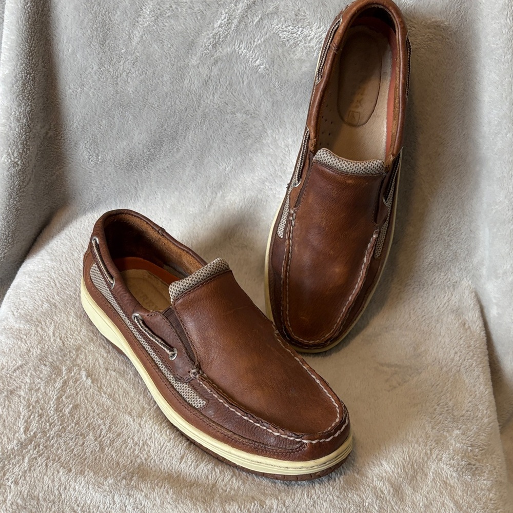 Sperry Men's Tan Leather Slip-On Loafers
